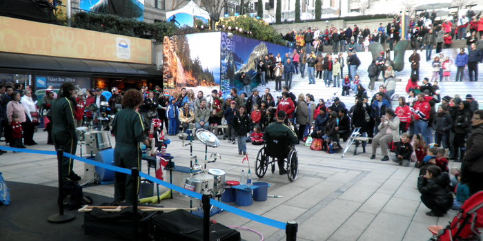 Performing at Robson Square in downtown Vancouver